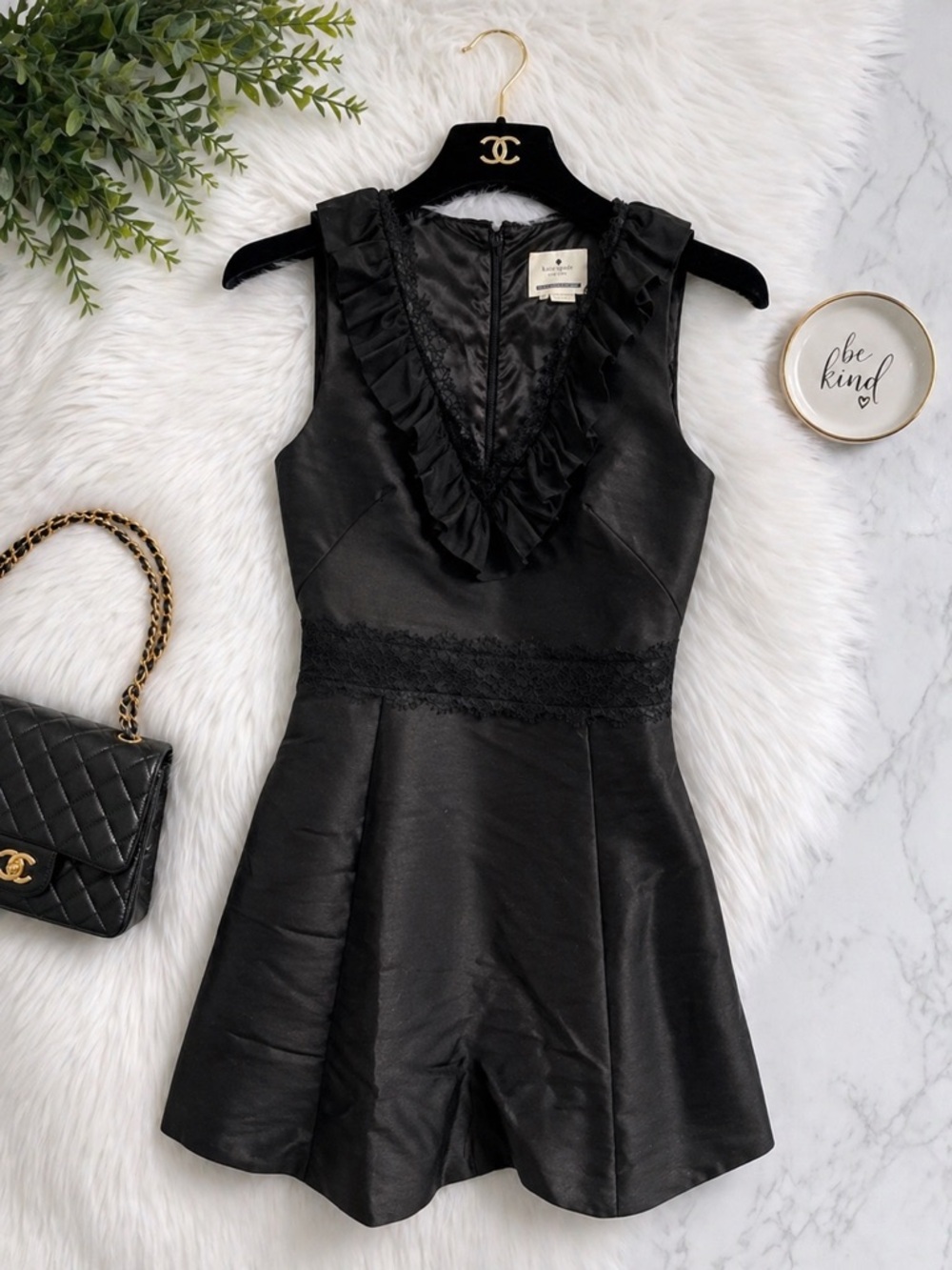 KATE SPADE New York Black Dashing Beauty Lace Mikado Dress  Sz 6